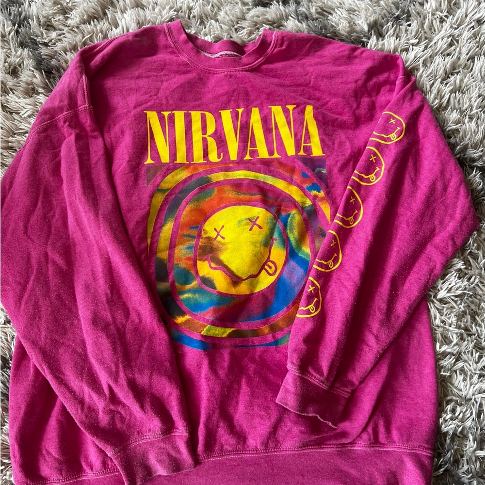 Urban outfitters Nirvana hot pink Crewneck L/XL